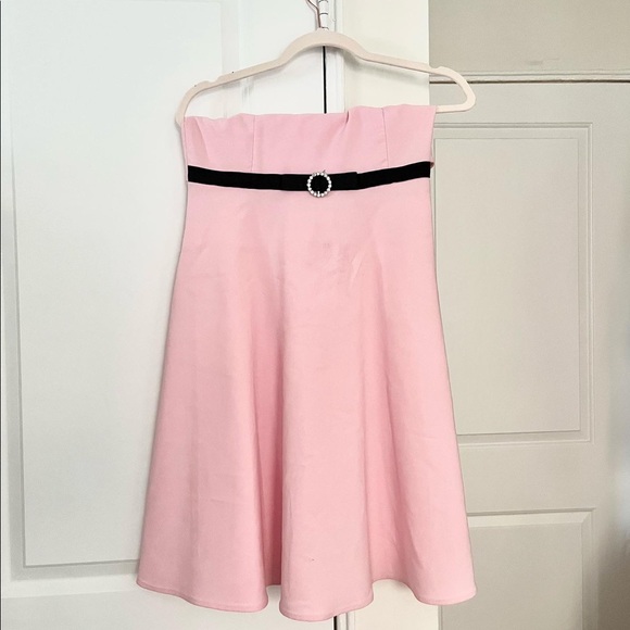 Vintage Pink Rockabilly Ruby Rox Strapless Midi Dress - Picture 2 of 3